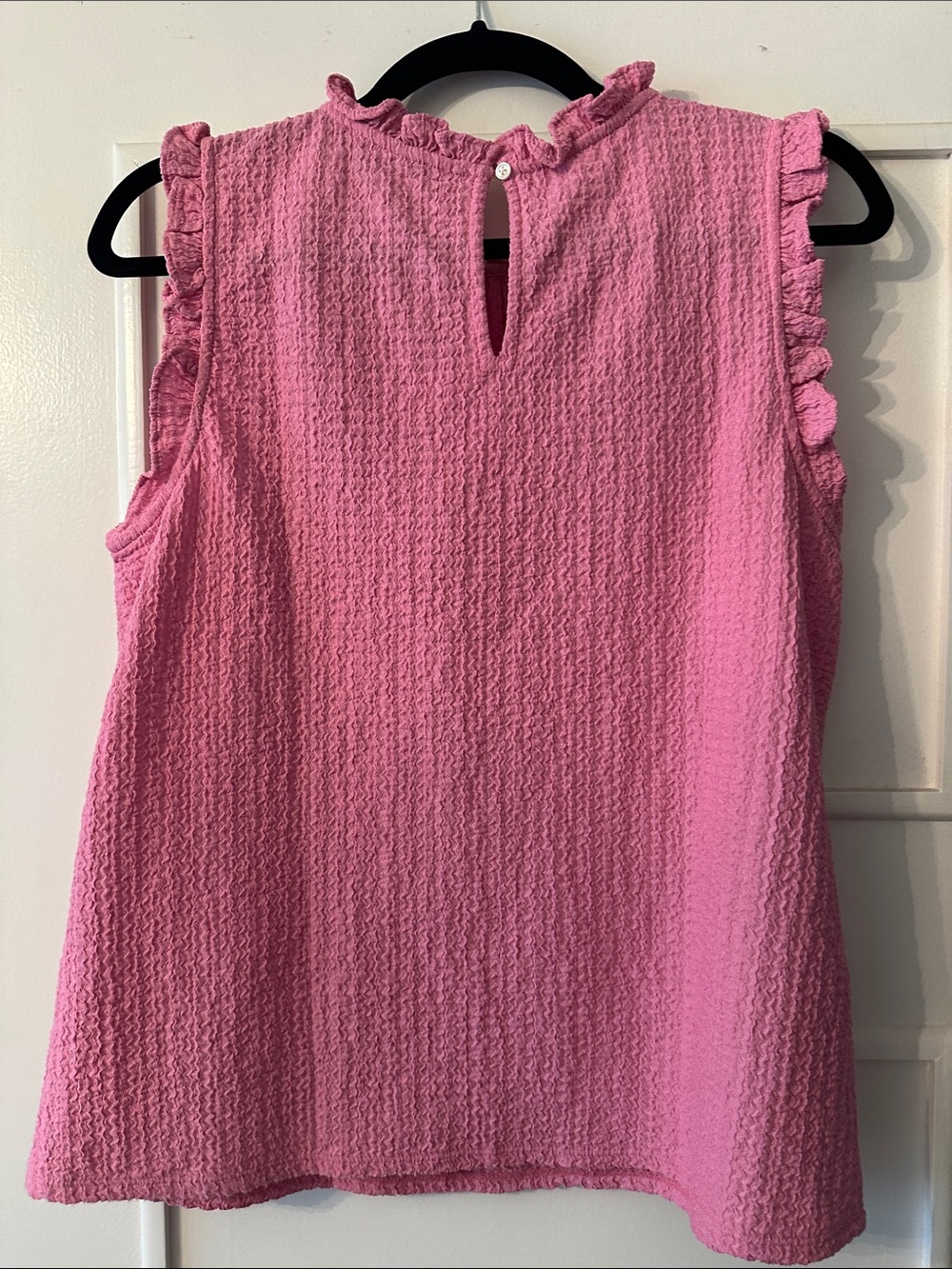 LOFT Pink Textured Ruffle Shell Top - Picture 4 of 4